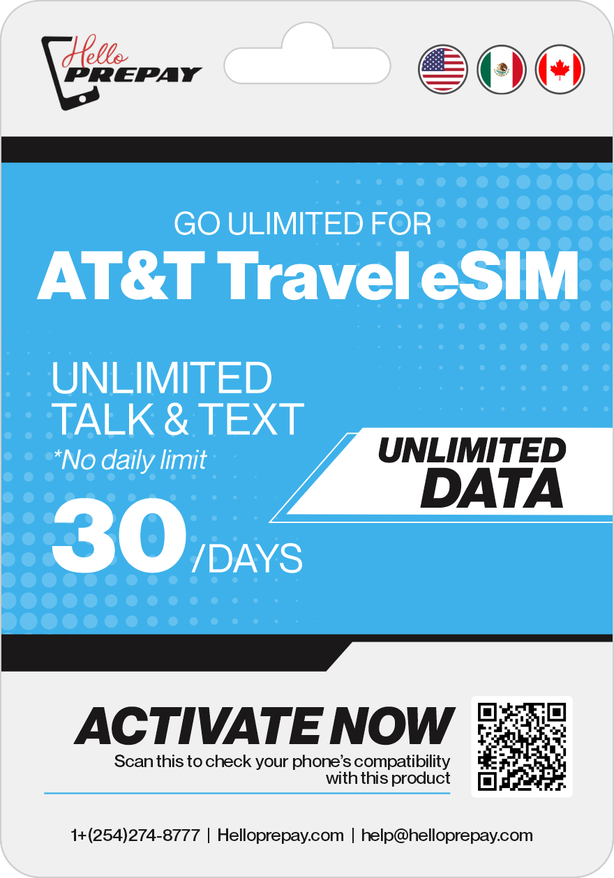 eSIM AT&T Unlimited Data eSIM  (USA, Canada, Mexico)