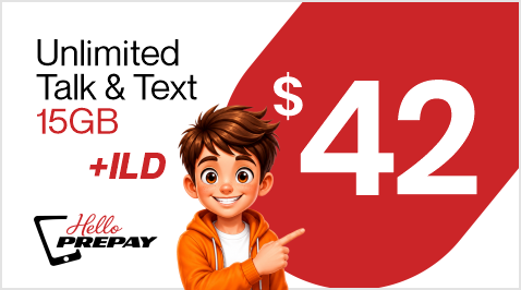 $42 Unlimited Talk & Text + 15GB + ILD