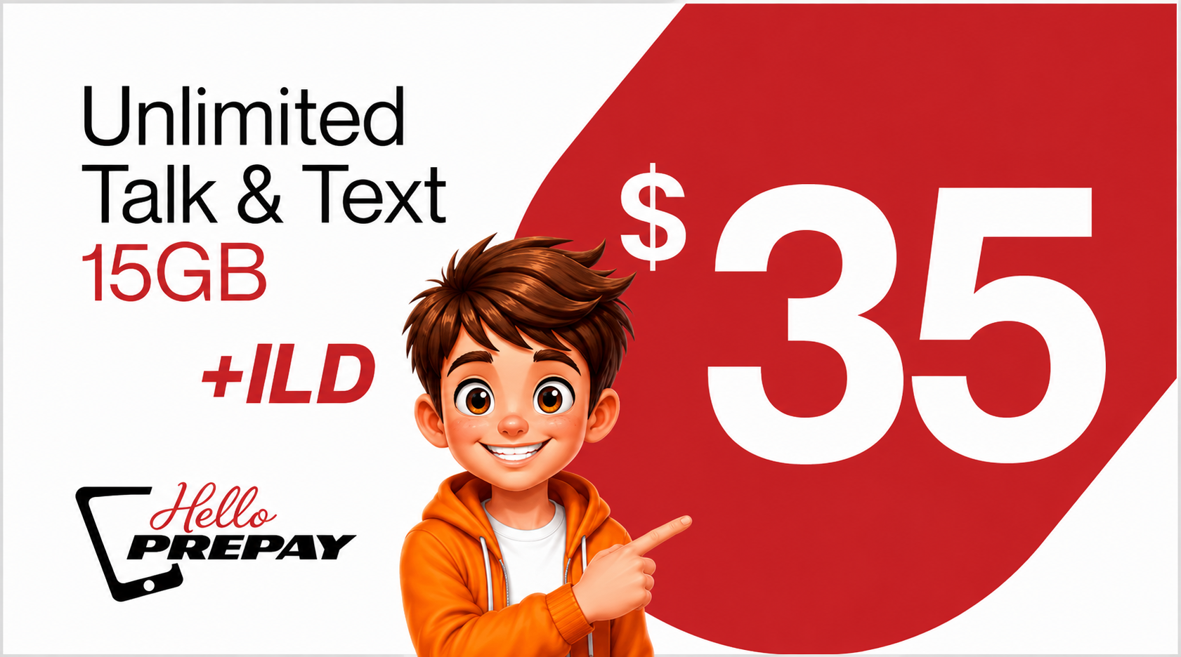 $35 Unlimited Talk & Text + 15GB + ILD