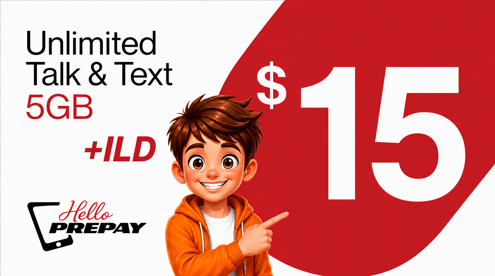 $15 Unlimited Talk & Text + 4GB + ILD