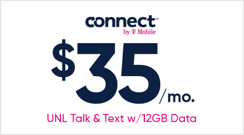 $35 Connect by TMO UNL Talk&Text w/ 12 GB Data-1 Month (capped)