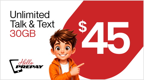 $45 Unlimited Talk, Text & 30GB Data
