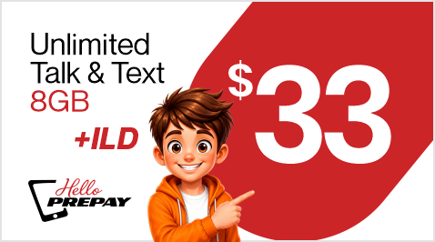 $33 Unlimited Talk & Text + 8GB + ILD