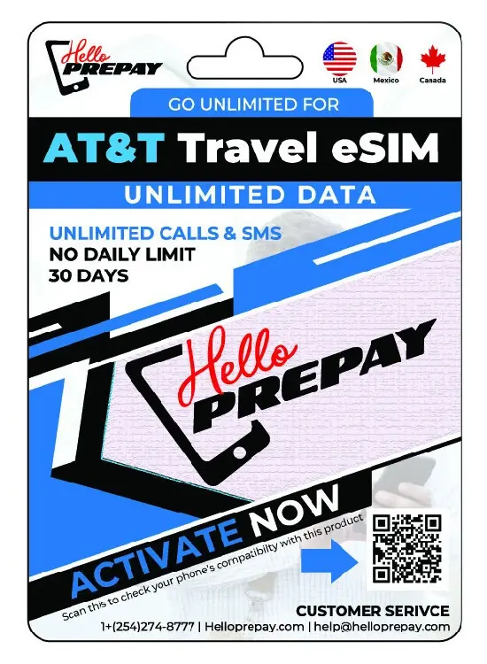 eSIM AT&T Unlimited Data eSIM  (USA, Canada, Mexico)